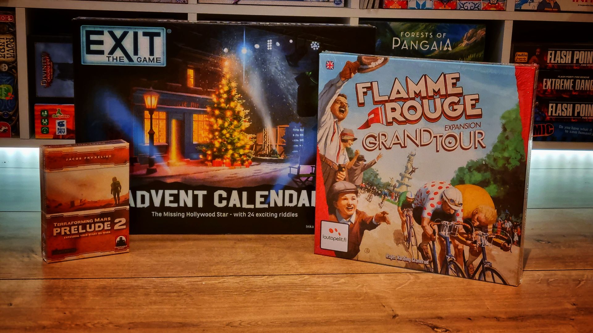 Prelude 2 for Terraforming Mars, The Grand Tour for Flamme Rouge and the 2024 Exit Advent Calender